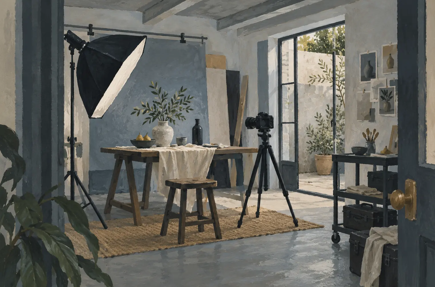 Illustration of photography businesses and their working space