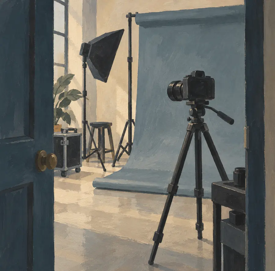 Illustration of photography businesses equipment and workspace